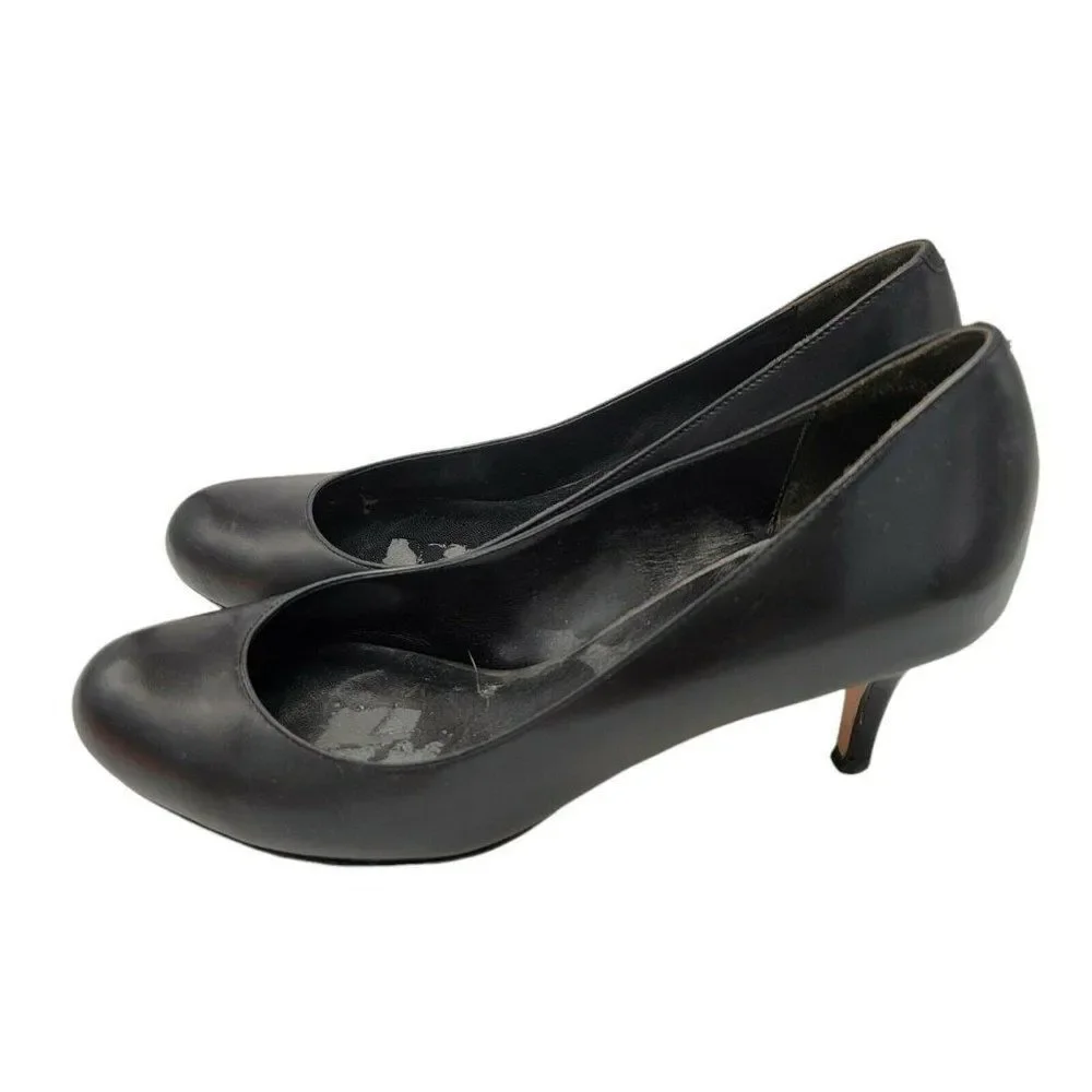 Cole Haan Air Black Leather Heels Slip On Shoes 8 C